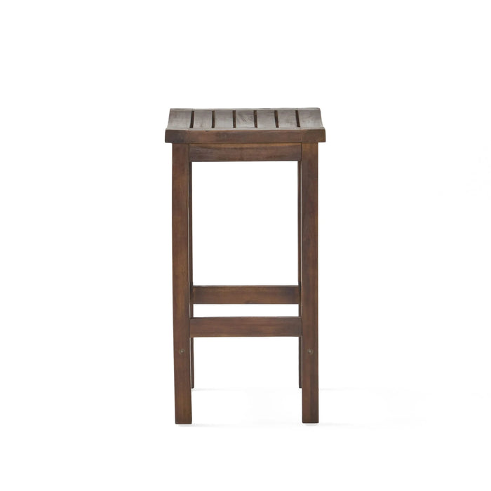 Outdoor Acacia Wood Counter Height Barstool, Set of 2, Mahogany Brown Finish Default -DTYStore