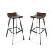 Outdoor Bar Stool with Low Backrests and Wood Seats, Set of 2, Dark Brown and Black Default -DTYStore