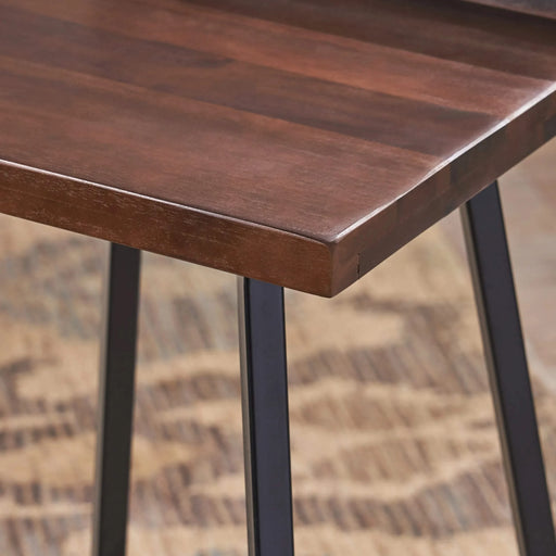 Outdoor Bar Stool with Low Backrests and Wood Seats, Set of 2, Dark Brown and Black Default -DTYStore