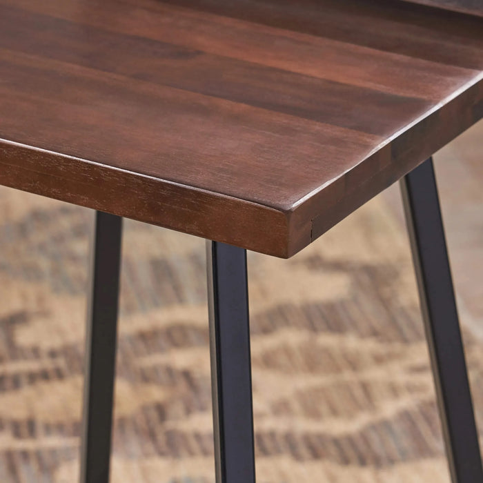 Outdoor Bar Stool with Low Backrests and Wood Seats, Set of 2, Dark Brown and Black Default -DTYStore