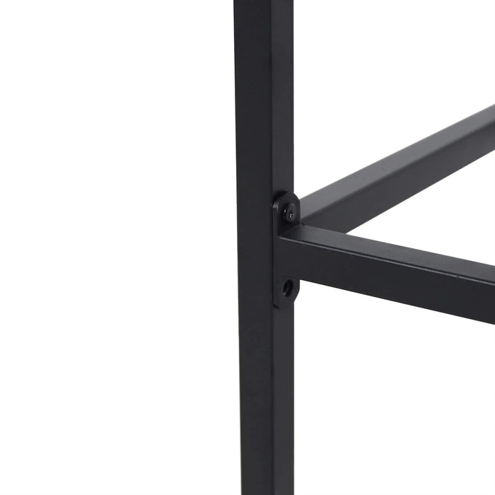 Outdoor Bar Stool with Slat Design and Metal Frame, Set of 2, Grey and Black Default -DTYStore