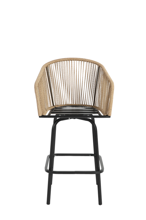 Outdoor Bar Stools Set of 2, 2-Piece Patio Bar Stools with Armrests, All Weather Rattan Bar Chairs with Backrest, Wicker Bar Stools for Backyard, Garden, Pool, Balcony and Deck-Blue Default -DTYStore