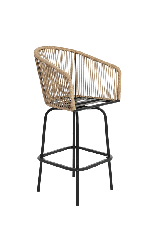 Outdoor Bar Stools Set of 2, 2-Piece Patio Bar Stools with Armrests, All Weather Rattan Bar Chairs with Backrest, Wicker Bar Stools for Backyard, Garden, Pool, Balcony and Deck-Blue Default -DTYStore