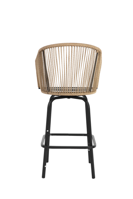 Outdoor Bar Stools Set of 2, 2-Piece Patio Bar Stools with Armrests, All Weather Rattan Bar Chairs with Backrest, Wicker Bar Stools for Backyard, Garden, Pool, Balcony and Deck- Gery Default -DTYStore