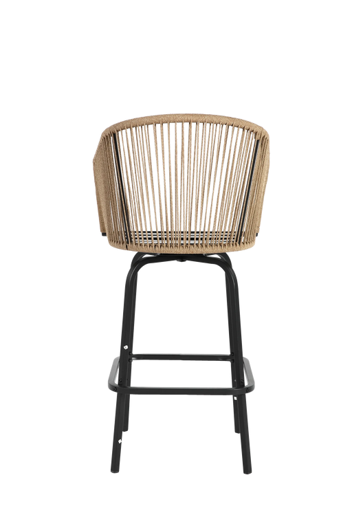 Outdoor Bar Stools Set of 2, 2-Piece Patio Bar Stools with Armrests, All Weather Rattan Bar Chairs with Backrest, Wicker Bar Stools for Backyard, Garden, Pool, Balcony and Deck- Gery Default -DTYStore