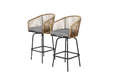Outdoor Bar Stools Set of 2, 2-Piece Patio Bar Stools with Armrests, All Weather Rattan Bar Chairs with Backrest, Wicker Bar Stools for Backyard, Garden, Pool, Balcony and Deck- Gery Default -DTYStore