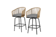 Outdoor Bar Stools Set of 2, 2-Piece Patio Bar Stools with Armrests, All Weather Rattan Bar Chairs with Backrest, Wicker Bar Stools for Backyard, Garden, Pool, Balcony and Deck- Gery Default -DTYStore