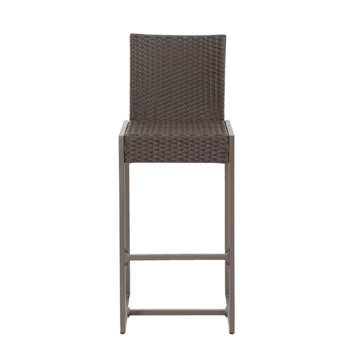 Outdoor Barstool with Hand Crafted Details, Dark Brown Default -DTYStore