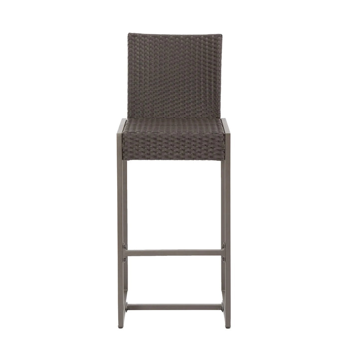 Outdoor Barstool with Hand Crafted Details, Dark Brown Default -DTYStore