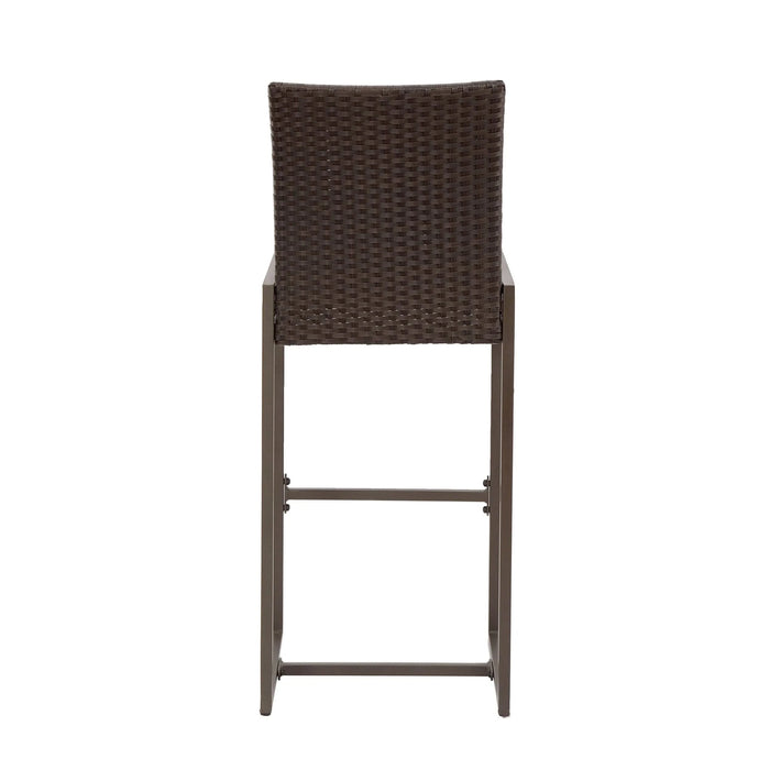 Outdoor Barstool with Hand Crafted Details, Dark Brown Default -DTYStore