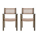 Outdoor Dining Chair Set of 2, Patio Chairs, Grey Acacia Wood, Light Brown Rope Default -DTYStore