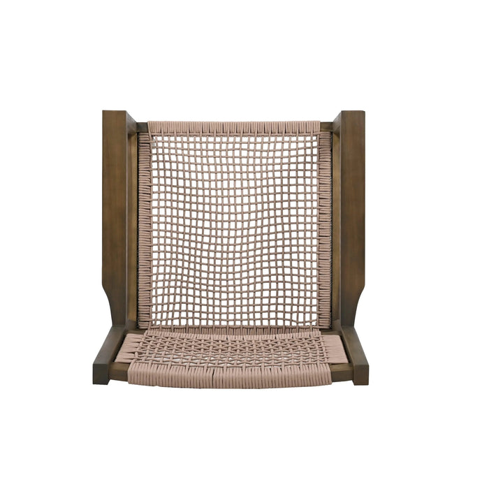 Outdoor Dining Chair Set of 2, Patio Chairs, Grey Acacia Wood, Light Brown Rope Default -DTYStore