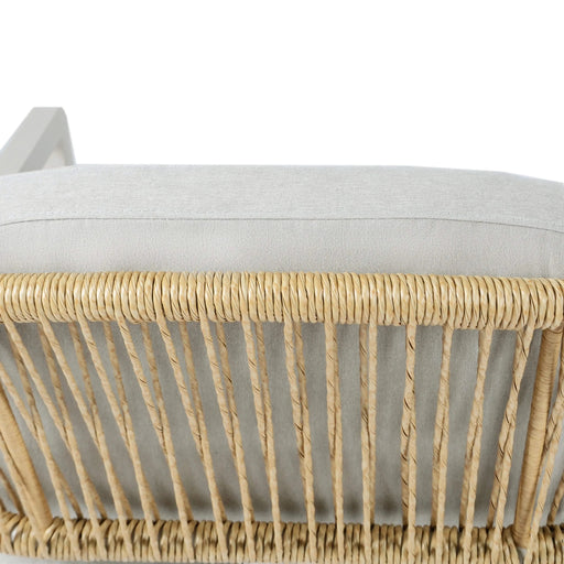 Outdoor Dining Set - Acacia Wood Table with 6 Gray and Natural PE Rattan Iron Chairs Default -DTYStore