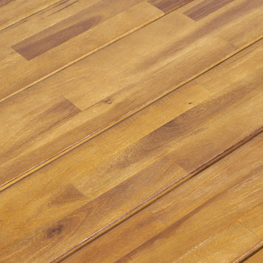 Outdoor Dining Set - Acacia Wood Table with 6 Gray and Natural PE Rattan Iron Chairs Default -DTYStore