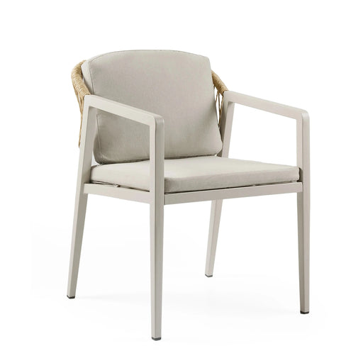 Outdoor Dining Set - Acacia Wood Table with 6 Gray and Natural PE Rattan Iron Chairs Default -DTYStore