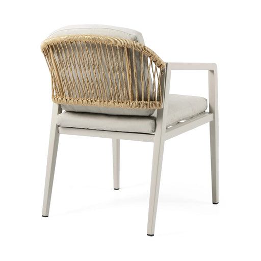 Outdoor Dining Set - Acacia Wood Table with 6 Gray and Natural PE Rattan Iron Chairs Default -DTYStore