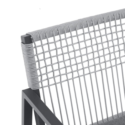 Outdoor Dining Set, Aluminum Dining Chair Set of 6 with Rope+Aluminum Dining Table with Faux Wood Top, Gray+Black Default -DTYStore