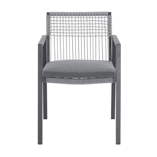 Outdoor Dining Set, Dining Chair Set of 6 + Aluminum Dining Table, Gray+Black Default -DTYStore