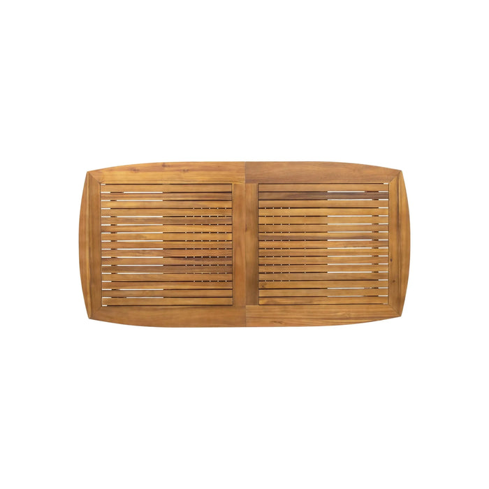 Outdoor Dining Set with Gray Dining Chairs, Acacia Wood Expandable Table, PE Rattan, Iron Frame Default -DTYStore