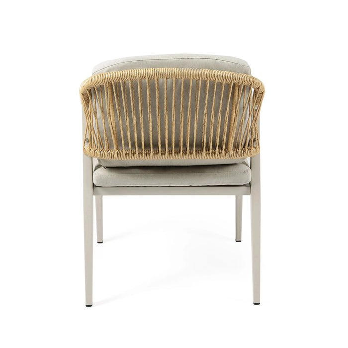 Outdoor Dining Set with Gray Dining Chairs, Acacia Wood Expandable Table, PE Rattan, Iron Frame Default -DTYStore