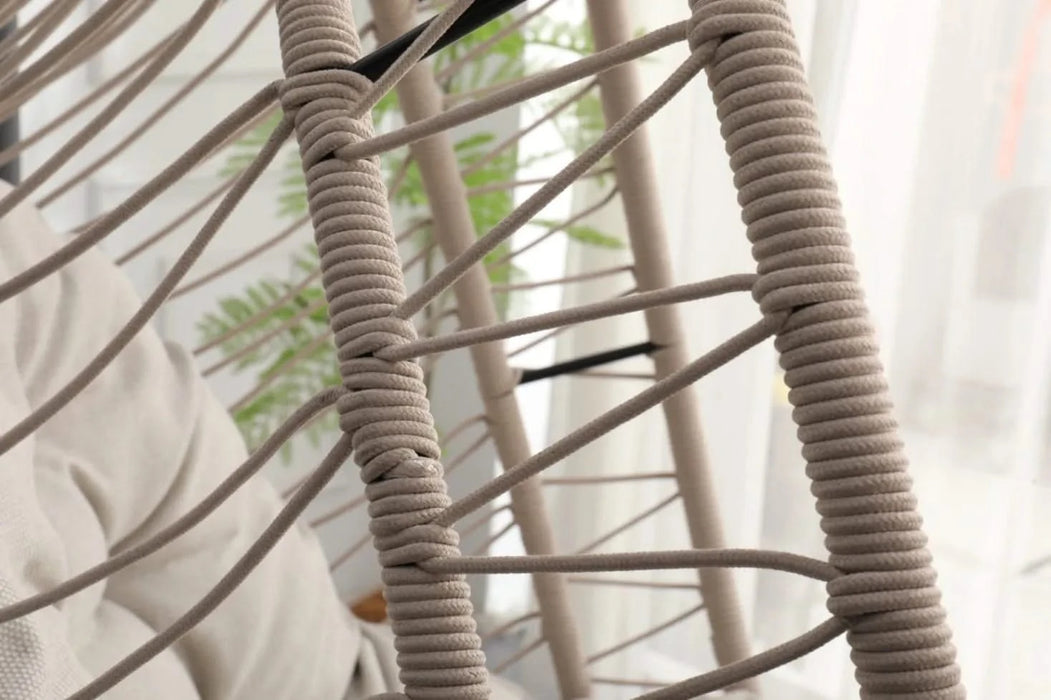 Outdoor Egg-shaped Hanging Chair with Stand, Patio Egg-shaped Swing Chair, Indoor Rocking Chair, Outdoor Hammock Egg-shaped Chair, Beige Default -DTYStore