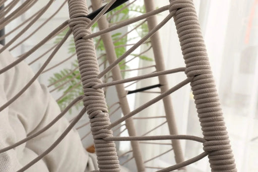 Outdoor Egg-shaped Hanging Chair with Stand, Patio Egg-shaped Swing Chair, Indoor Rocking Chair, Outdoor Hammock Egg-shaped Chair, Beige Default -DTYStore