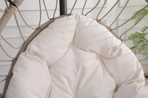 Outdoor Egg-shaped Hanging Chair with Stand, Patio Egg-shaped Swing Chair, Indoor Rocking Chair, Outdoor Hammock Egg-shaped Chair, Beige Default -DTYStore