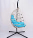 Outdoor Egg Hanging Chair with Stand, Patio Wicker Swing Egg Chair Indoor Swinging Chair Outdoor Hammock Egg Chair BLUE Default -DTYStore