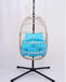 Outdoor Egg Hanging Chair with Stand, Patio Wicker Swing Egg Chair Indoor Swinging Chair Outdoor Hammock Egg Chair BLUE Default -DTYStore