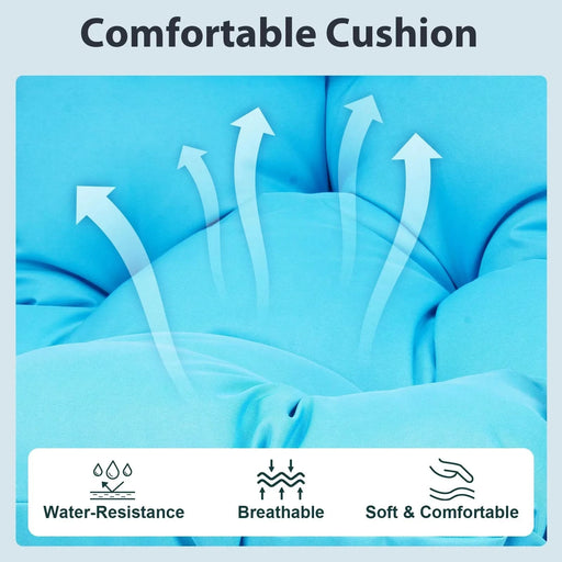 Outdoor Egg Hanging Chair with Stand, Patio Wicker Swing Egg Chair Indoor Swinging Chair Outdoor Hammock Egg Chair BLUE Default -DTYStore