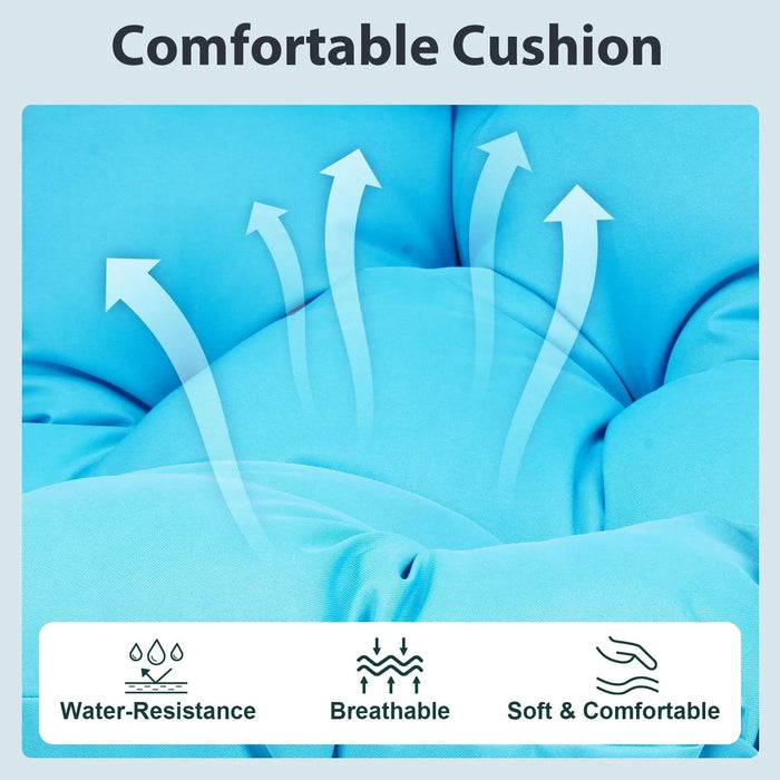 Outdoor Egg Hanging Chair with Stand, Patio Wicker Swing Egg Chair Indoor Swinging Chair Outdoor Hammock Egg Chair BLUE Default -DTYStore