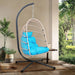 Outdoor Egg Hanging Chair with Stand, Patio Wicker Swing Egg Chair Indoor Swinging Chair Outdoor Hammock Egg Chair BLUE Default -DTYStore