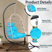Outdoor Egg Hanging Chair with Stand, Patio Wicker Swing Egg Chair Indoor Swinging Chair Outdoor Hammock Egg Chair BLUE Default -DTYStore