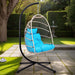 Outdoor Egg Hanging Chair with Stand, Patio Wicker Swing Egg Chair Indoor Swinging Chair Outdoor Hammock Egg Chair BLUE Default -DTYStore
