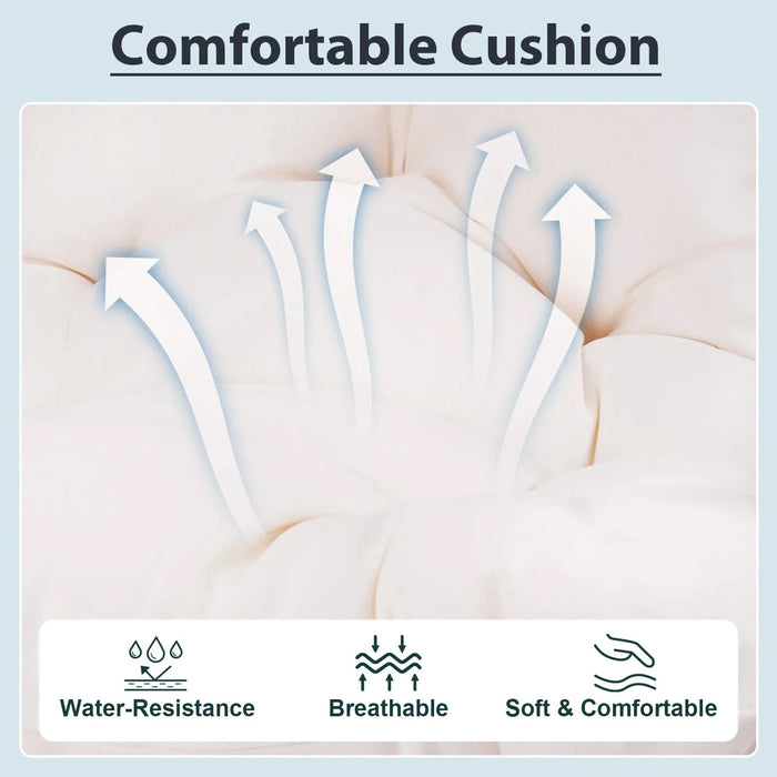 Outdoor Egg Hanging Chair with Stand, Patio Wicker Swing Egg Chair Indoor Swinging Chair Outdoor Hammock Egg Chair Off-white Default -DTYStore