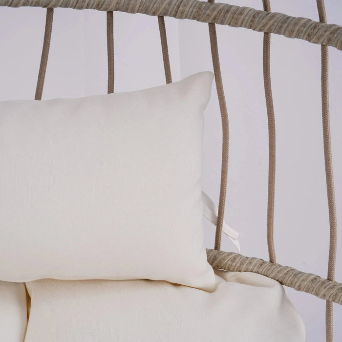 Outdoor Egg Hanging Chair with Stand, Patio Wicker Swing Egg Chair Indoor Swinging Chair Outdoor Hammock Egg Chair Off-white Default -DTYStore