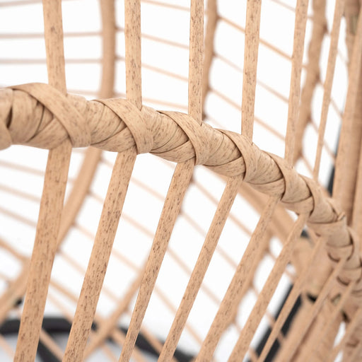 Outdoor Indoor Swing Egg Chair Natural color wicker with beige cushion Default -DTYStore