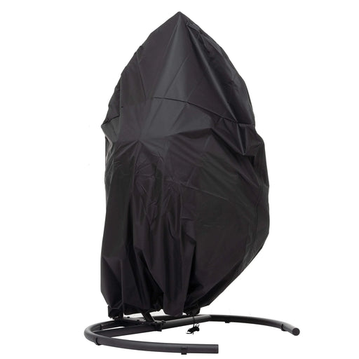 Outdoor Indoor Swing Egg Chair Natural color wicker with beige cushion Default -DTYStore