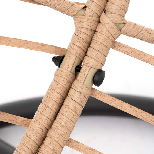 Outdoor Indoor Swing Egg Chair Natural color wicker with beige cushion Default -DTYStore