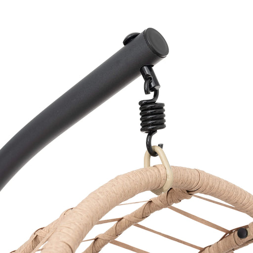 Outdoor Indoor Swing Egg Chair Natural color wicker with beige cushion Default -DTYStore