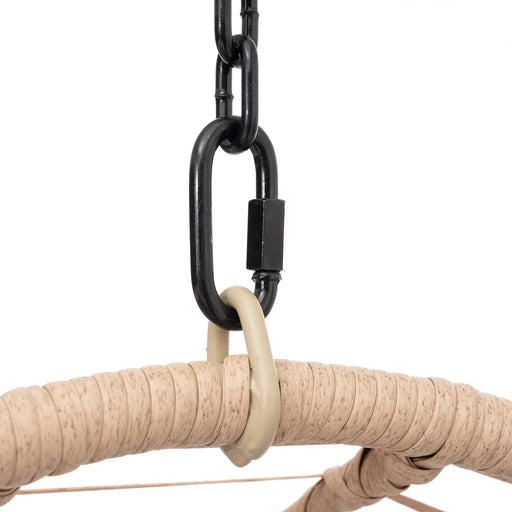 Outdoor Indoor Swing Egg Chair Natural color wicker with beige cushion Default -DTYStore