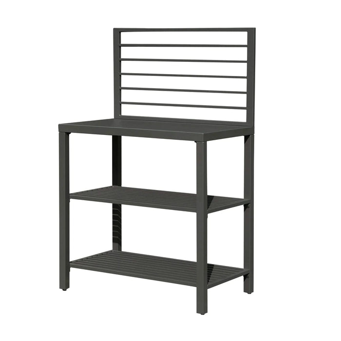 Outdoor Kitchen Island with Storage, Aluminum Kitchen Storage Island Kitchen Food Prep Table with Double Storage Rack, Freestanding Bar Center with Protective Cover Indoor Outdoor Default -DTYStore