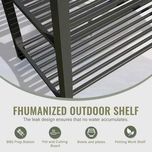 Outdoor Kitchen Island with Storage, Aluminum Kitchen Storage Island Kitchen Food Prep Table with Double Storage Rack, Freestanding Bar Center with Protective Cover Indoor Outdoor Default -DTYStore