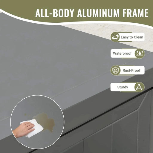 Outdoor Kitchen Island with Storage, Aluminum Kitchen Storage Island Outdoor Grill Table, Freestanding Outdoor Prep Table Grill Storage Cabinet with Protective Cover for BBQ, Deck, Patio Default -DTYStore