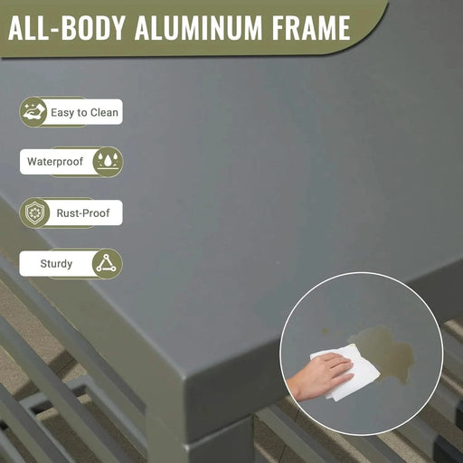 Outdoor Kitchen Island with Storage, Aluminum Kitchen Storage Island Outdoor Prep Table with Double Storage Rack, Freestanding Outdoor Corner Cabinet with Protective Cover Indoor Outdoor Default -DTYStore