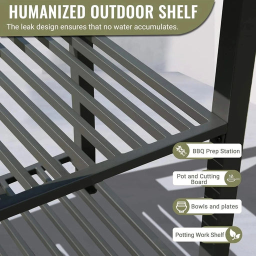 Outdoor Kitchen Island with Storage, Aluminum Kitchen Storage Island Outdoor Prep Table with Double Storage Rack, Freestanding Outdoor Corner Cabinet with Protective Cover Indoor Outdoor Default -DTYStore