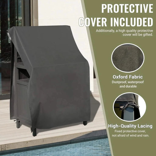 Outdoor Kitchen Island with Storage, Aluminum Kitchen Storage Island with Wall Hanging, Freestanding Grill Storage Cabinet with Protective Cover for BBQ, Deck, Patio, Backyard Default -DTYStore