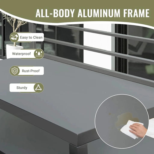 Outdoor Kitchen Island with Storage, Aluminum Kitchen Storage Island with Wall Hanging, Freestanding Grill Storage Cabinet with Protective Cover for BBQ, Deck, Patio, Backyard Default -DTYStore