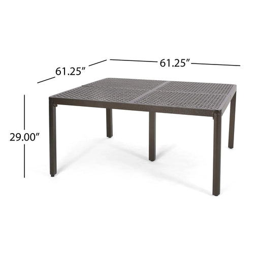 Outdoor Modern Aluminum Dining Table with Woven Accents, Gloss Black, 61.25 Inches Default -DTYStore