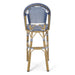 Outdoor PE Rattan French Barstool Set, Dark Teal and White, Aluminum Frame, Bamboo Finish, 29.5' Seat Height Default -DTYStore